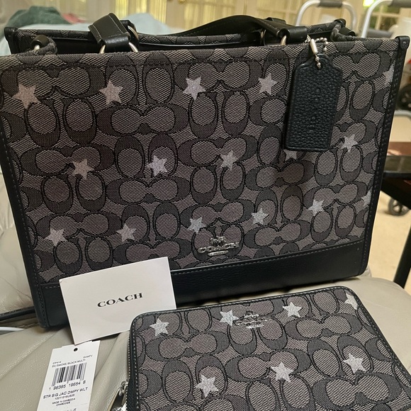 Coach Handbags - Coach Black and Gray Star Pattern Briefcase